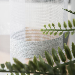 HALINA Firanka żakardowa gotowa, szerokość 300 x wysokość 160cm, kolor 003 biały ze srebrnym lurexem 000383