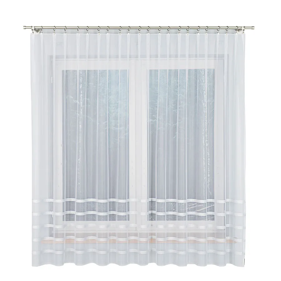 HALINA Firanka żakardowa gotowa, szerokość 300 x wysokość 160cm, kolor 003 biały ze srebrnym lurexem 000383