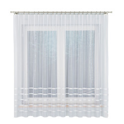 HALINA Firanka żakardowa gotowa, szerokość 300 x wysokość 160cm, kolor 003 biały ze srebrnym lurexem 000383