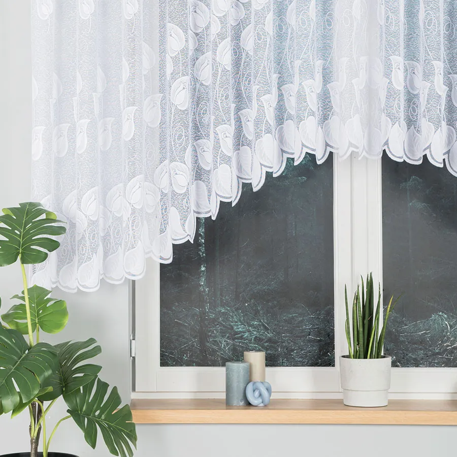 NORA Firanka żakardowa gotowa, szerokość 400 x wysokość 130cm, kolor 001 biały 023097