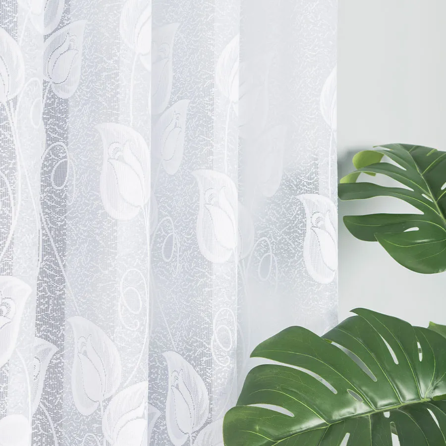 NORA Firanka żakardowa gotowa, szerokość 400 x wysokość 130cm, kolor 001 biały 023097
