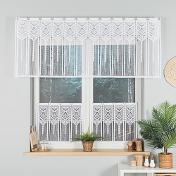 INARA Zazdrostka makramowa żakardowa gotowa, szerokość 60 x wysokość 50cm, kolor 001 biały 001470 INARA Zazdrostka makramowa żakardowa gotowa, szerokość 60 x wysokość 50cm, kolor 001 biały 001470