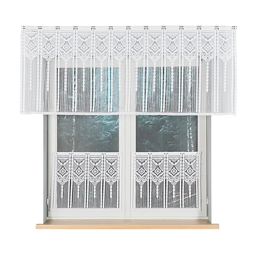 INARA Zazdrostka makramowa żakardowa gotowa, szerokość 60 x wysokość 50cm, kolor 001 biały 001470