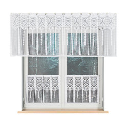 INARA Zazdrostka makramowa żakardowa gotowa, szerokość 60 x wysokość 50cm, kolor 001 biały 001470 INARA Zazdrostka makramowa żakardowa gotowa, szerokość 60 x wysokość 50cm, kolor 001 biały 001470