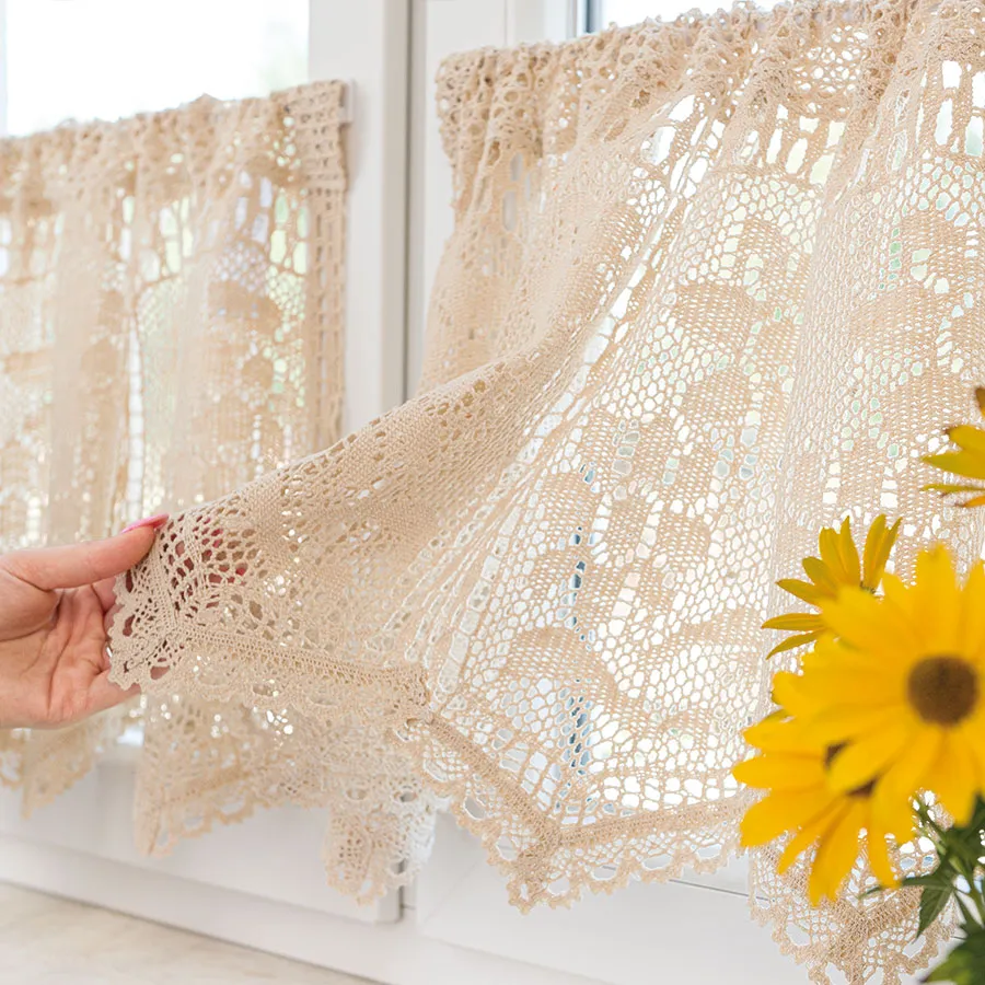 INESS Zazdrostka gotowa ażurowa, szerokość 200 x wysokość 60cm, kolor 012 kremowy 913501