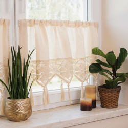 RACHELA Zazdrostka gotowa z ażurem, szerokość 200 x wysokość 45cm, kolor 012 kremowy 912432