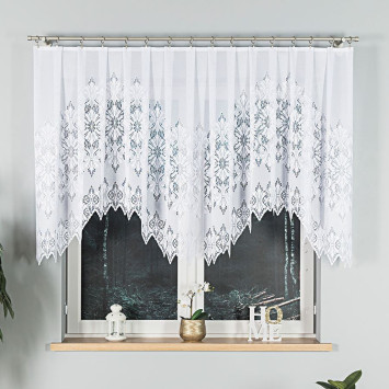 EMILIA Firanka żakardowa gotowa fala, szerokość 340 x wysokość 120cm, kolor 001 biały 181040