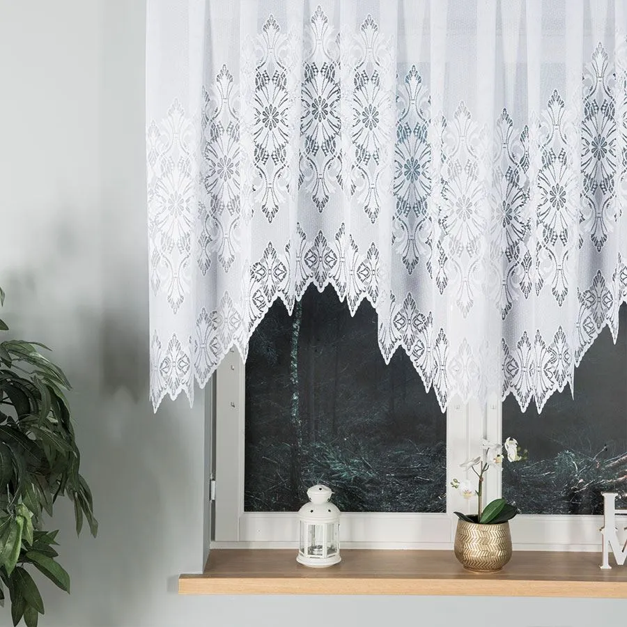 EMILIA Firanka żakardowa gotowa fala, szerokość 340 x wysokość 120cm, kolor 001 biały 181040