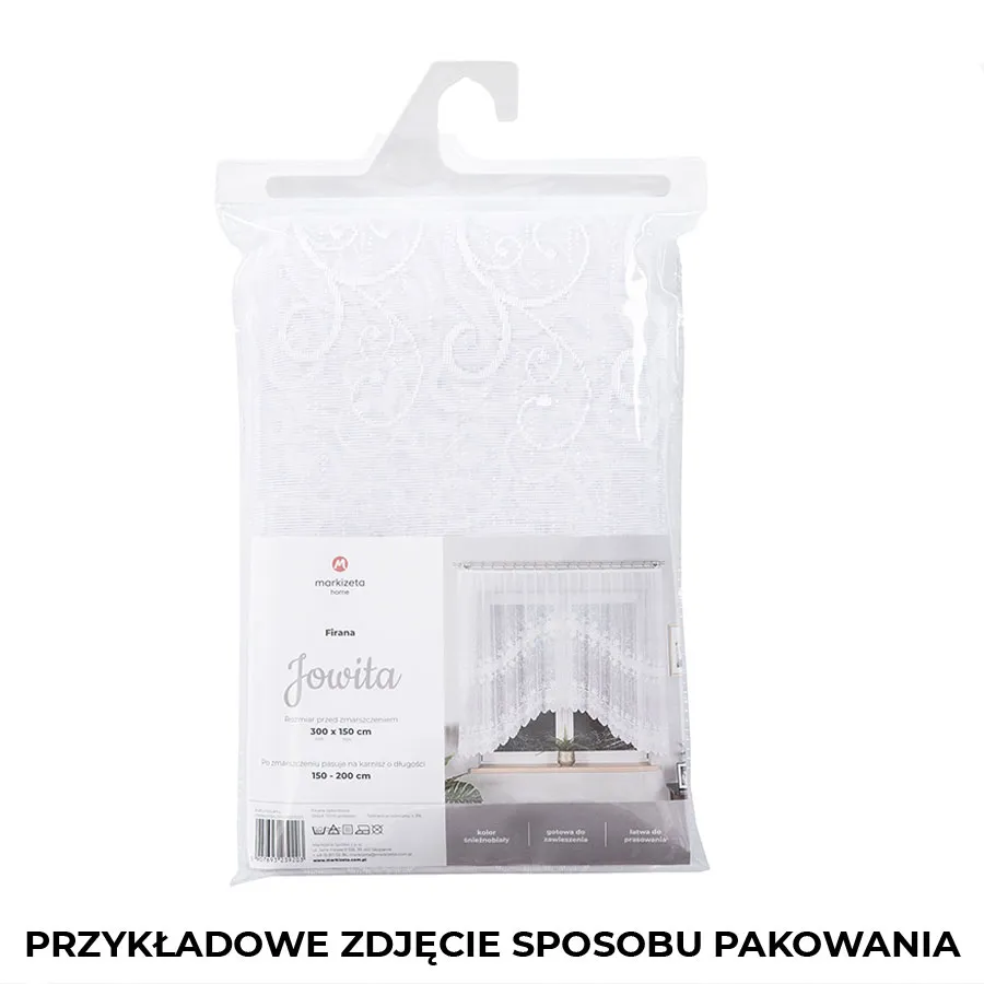 EMILIA Firanka żakardowa gotowa fala, szerokość 340 x wysokość 120cm, kolor 001 biały 181040