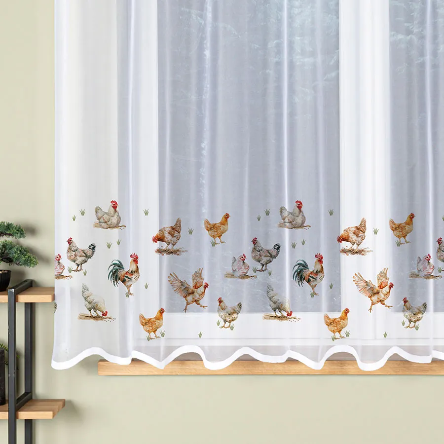 KURY Firanka żakardowa gotowa na prosto, szerokość 260 x wysokość 170cm, kolor 001 biały P00298