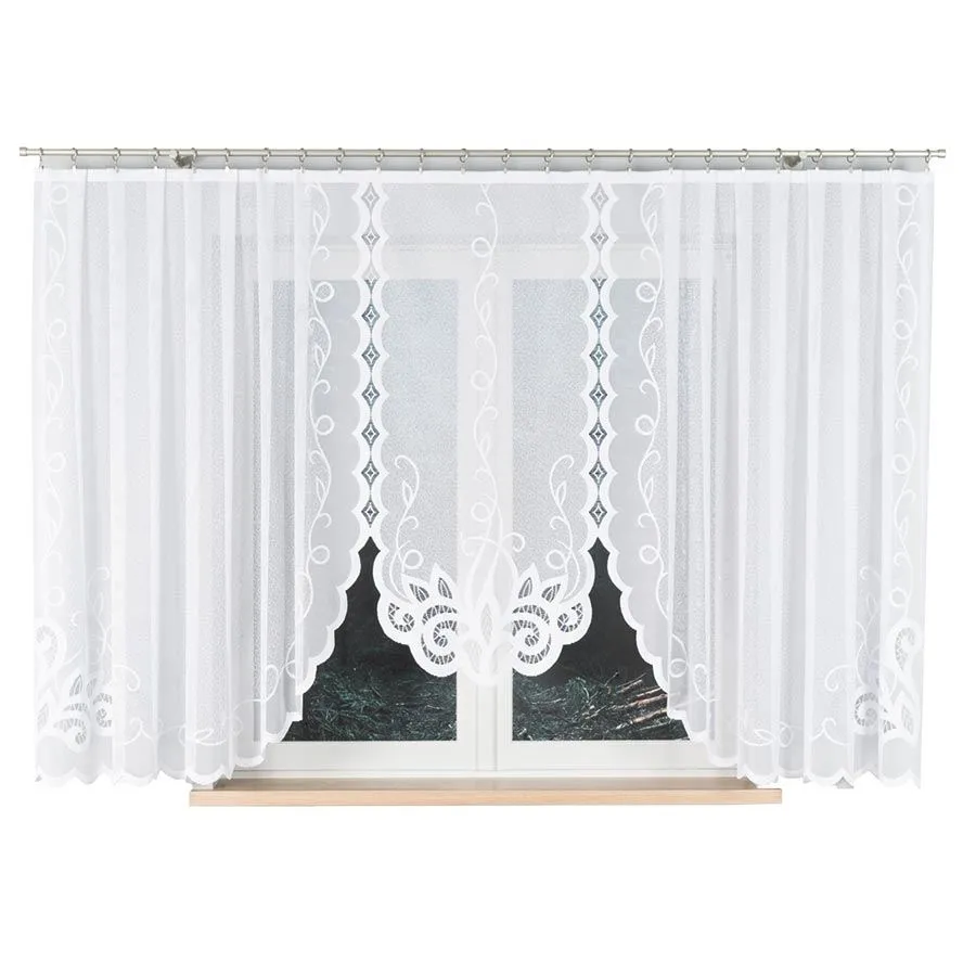 EWELINA Firanka żakardowa gotowa, szerokość 400 x wysokość 160cm, kolor 001 biały 019312