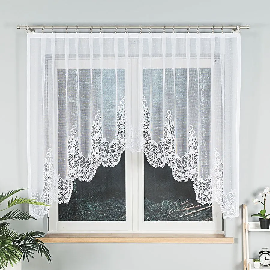 BERENIKA Firanka żakardowa gotowa, szerokość 330 x wysokość 140cm, kolor 001 biały 004304