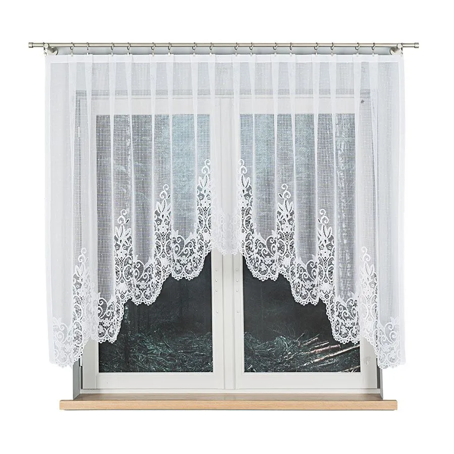 BERENIKA Firanka żakardowa gotowa, szerokość 330 x wysokość 140cm, kolor 001 biały 004304