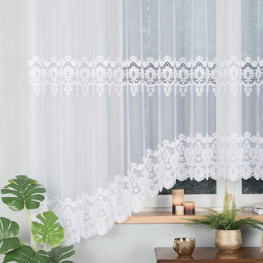 DARIA Firanka żakardowa gotowa, szerokość 450 x wysokość 175cm, kolor 001 biały 018982