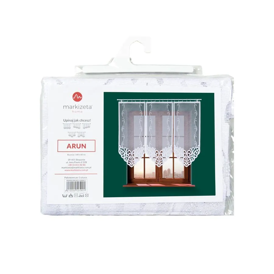 ARUN Panel żakardowy gotowy, szerokość 90 x wysokość 250cm, kolor 001 biały ARUN00