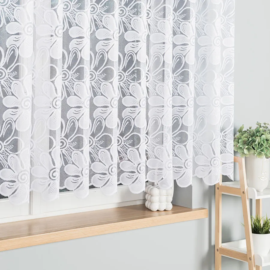 PATRYCJA Firanka żakardowa gotowa, szerokość 300 x wysokość 150cm, kolor 001 biały 049516