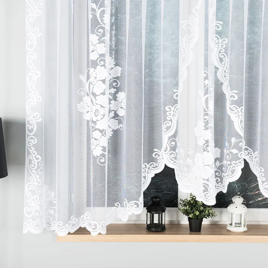 FUKSJA Firanka żakardowa gotowa, szerokość 400 x wysokość 160cm, kolor 001 biały 007735