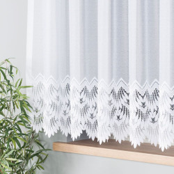 FELICJA Firanka żakardowa gotowa ze wzorem na samym dole na prosto, szerokość 300 x wysokość 160cm, kolor 001 biały 018989