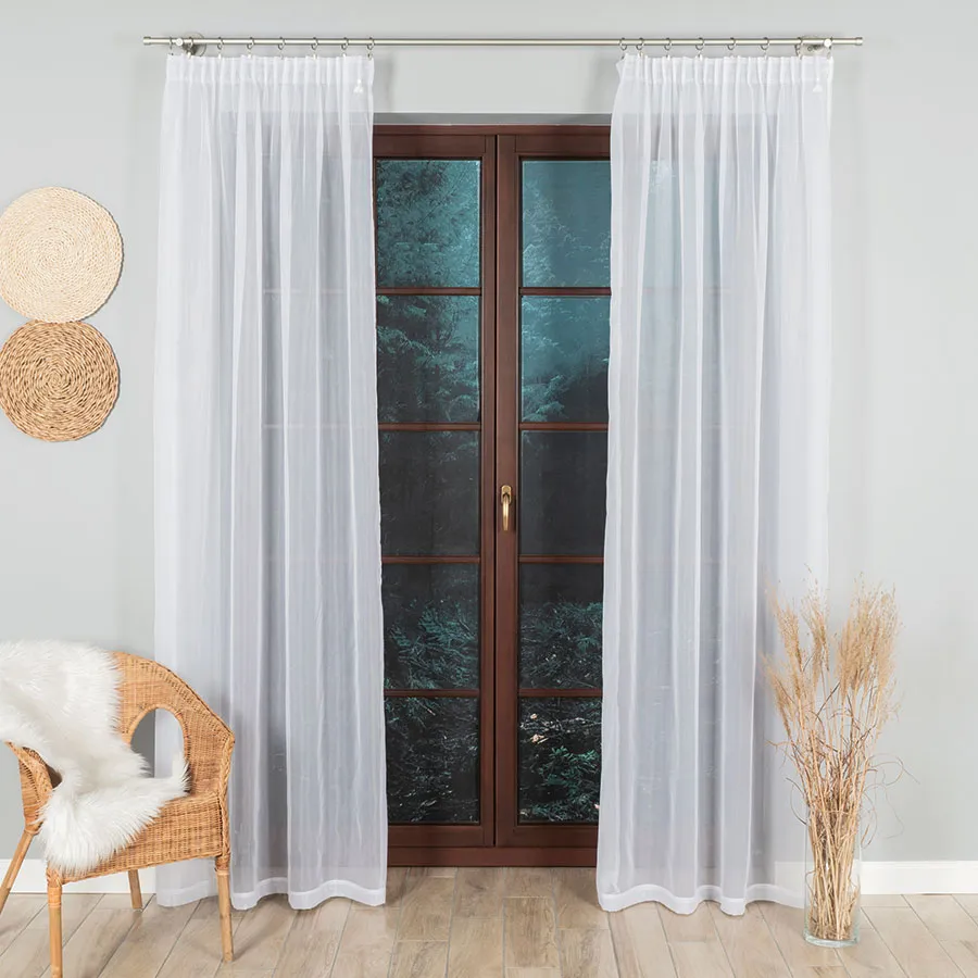 WOAL Firana gotowa na taśmie, szerokość 140 x wysokość 230cm, kolor 001 biały FG0001