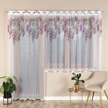 WISTERIA Firanka żakardowa gotowa na prosto, szerokość 140 x wysokość 240cm, kolor 001 biały P00309