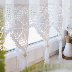 RACHELA Zazdrostka gotowa z ażurem, szerokość 150 x wysokość 75cm, kolor 001 biały 912432