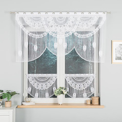 RANI Makrama żakardowa gotowa, szerokość 160 x wysokość 90cm, kolor 001 biały 001474