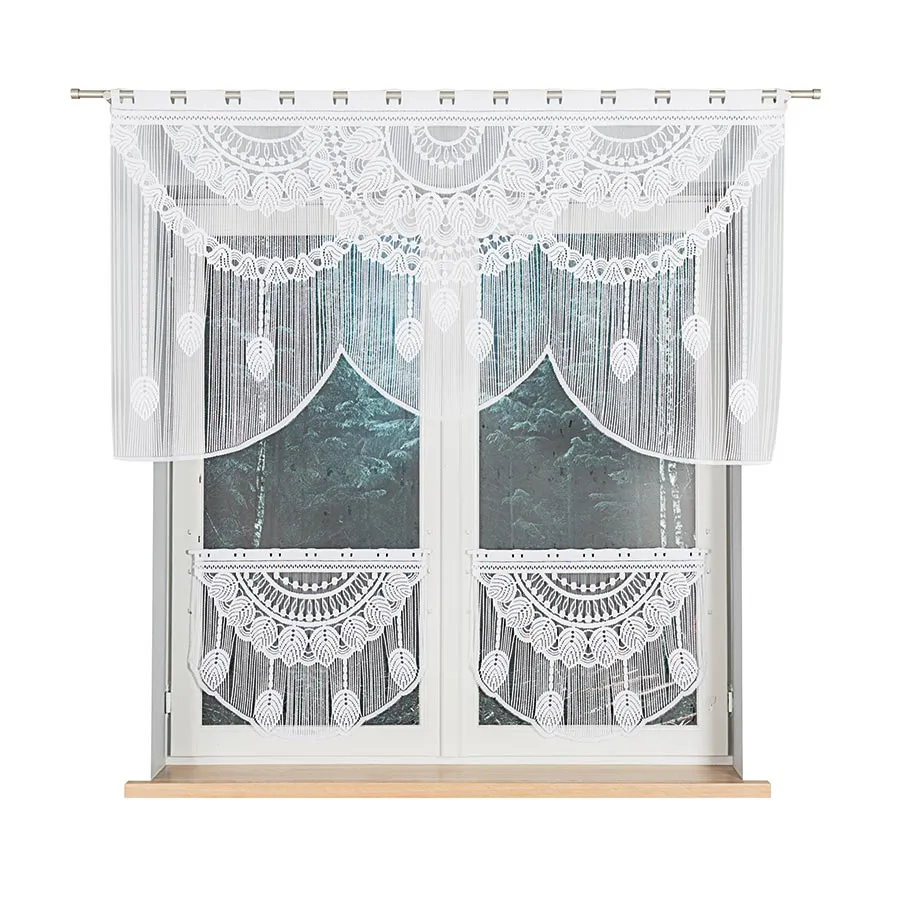 RANI Makrama żakardowa gotowa, szerokość 160 x wysokość 90cm, kolor 001 biały 001474