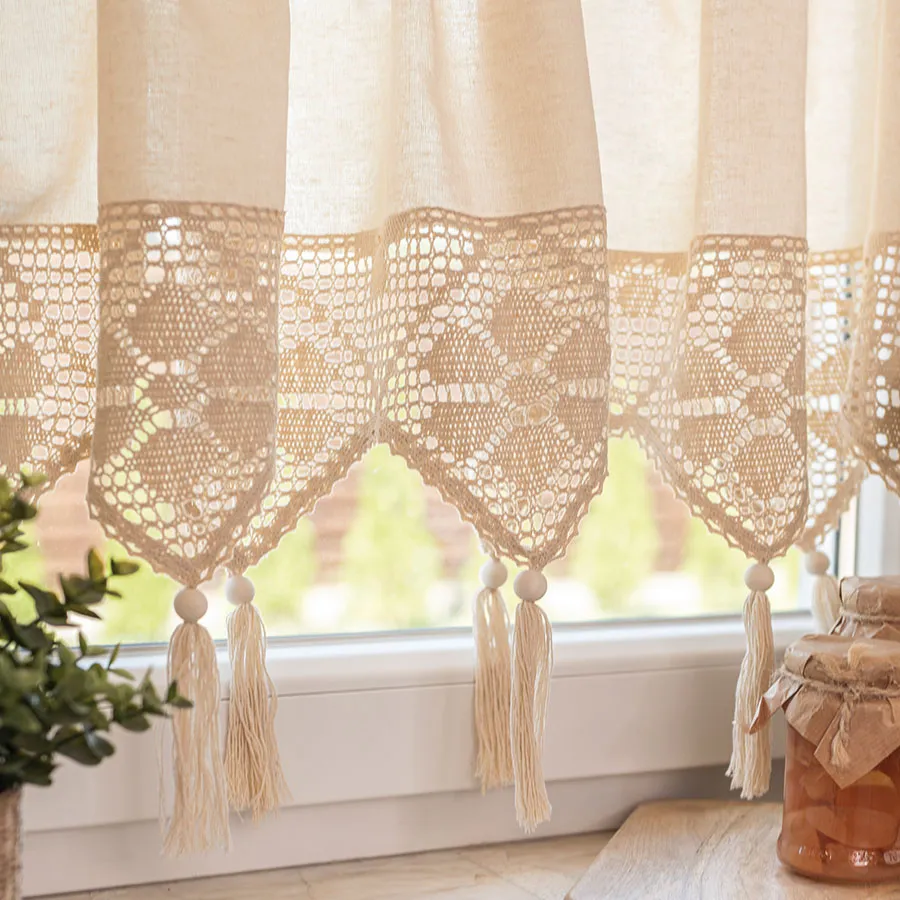 RACHELA Zazdrostka gotowa z ażurem, szerokość 150 x wysokość 90cm, kolor 012 kremowy 912432