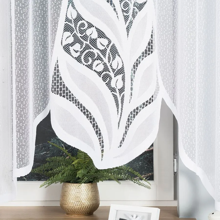 MELANIA Firanka żakardowa gotowa, szerokość 500 x wysokość 160cm, kolor 001 biały 019369