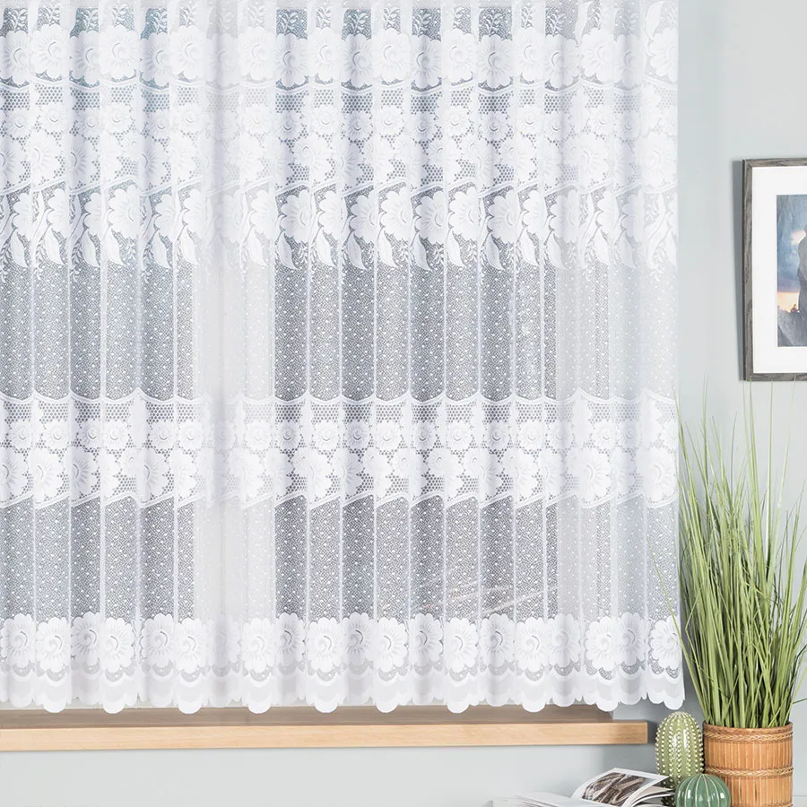OKSANA Firanka żakardowa gotowa, szerokość 400 x wysokość 160cm, kolor 001 biały 049360