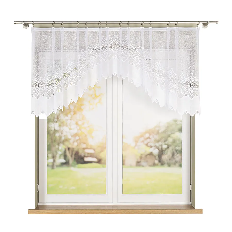 MODESTA Firanka żakardowa gotowa, szerokość 250 x wysokość 80cm, kolor 001 biały 017173