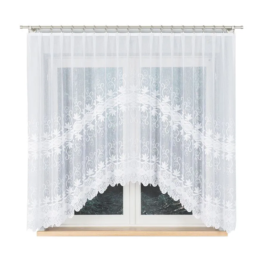 JOWITA Firanka żakardowa gotowa ze wzorem pasowym, szerokość 300 x wysokość 160cm, kolor 001 biały 018960