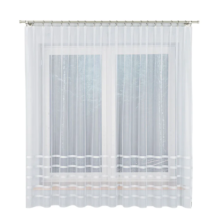 HALINA Firanka żakardowa gotowa, szerokość 300 x wysokość 180cm, kolor 001 biały ze srebrnym lurexem 000383