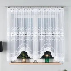 BASTIA - Firanka gotowa żakardowa z podcięciem na dole - 300x160 cm - kolor biały BASTIA - Firanka gotowa żakardowa z podcięciem na dole - 300x160 cm - kolor biały