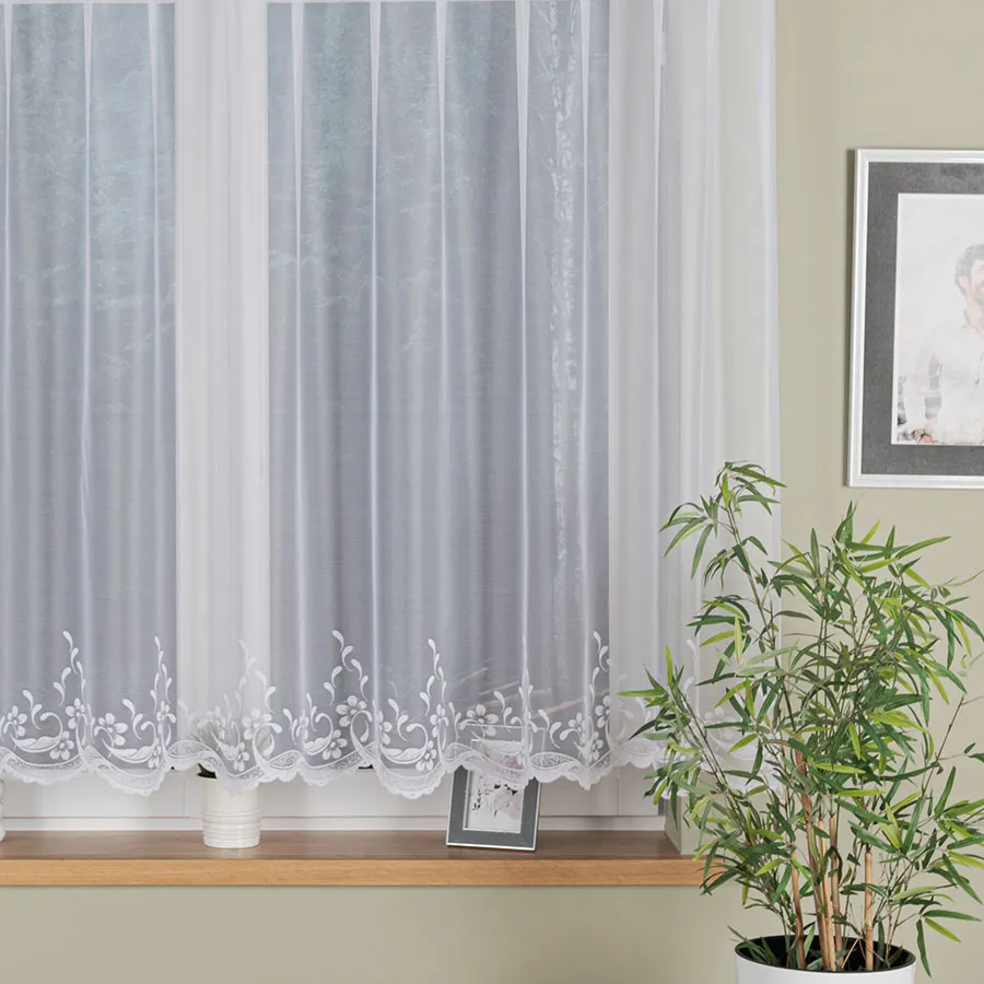 AGNIESZKA Firanka żakardowa gotowa, szerokość 300cm x wysokość 150cm, kolor 001 biały 358991