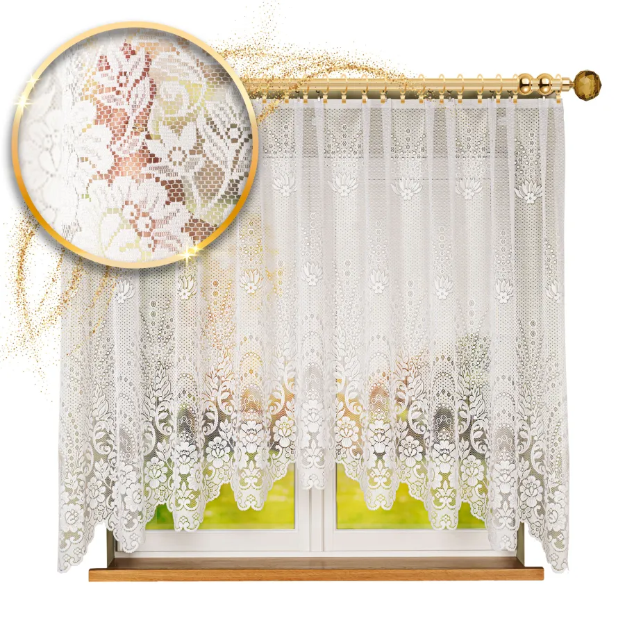 ELA Firanka żakardowa gotowa, szerokość 400 x wysokość 160cm, kolor 001 biały 361090