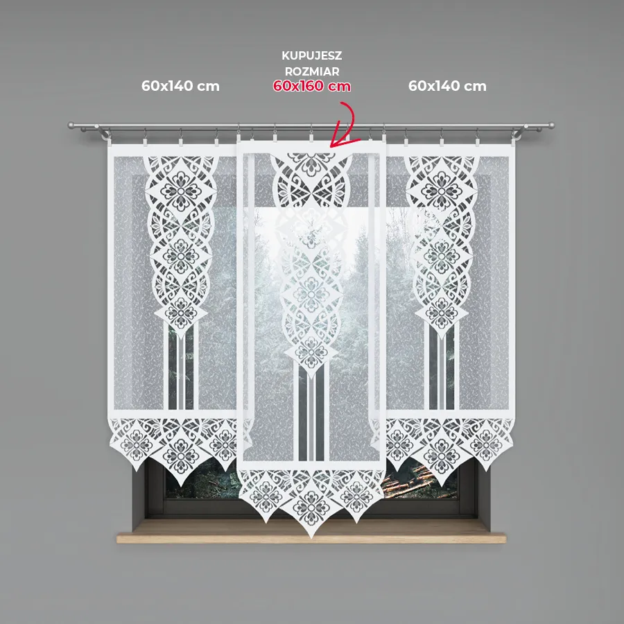 KLAUDIA Panel żakardowy gotowy, szerokość 60 x wysokość 160cm, kolor 001 biały 001331