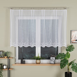 JUSTYNA Firanka żakardowa gotowa, szerokość 250cm x wysokość 110cm, kolor 001 biały 358993