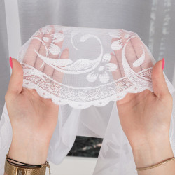 JUSTYNA Firanka żakardowa gotowa, szerokość 250cm x wysokość 110cm, kolor 001 biały 358993