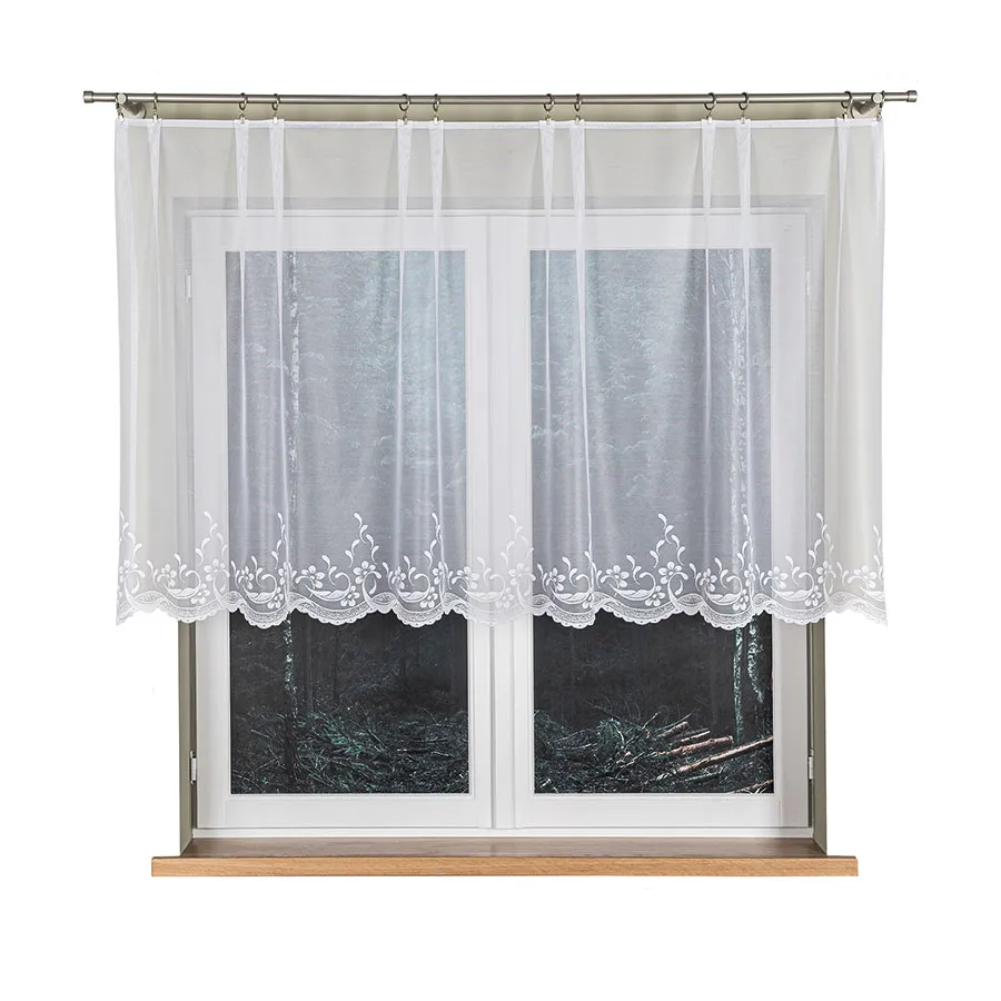 JUSTYNA Firanka żakardowa gotowa, szerokość 250cm x wysokość 110cm, kolor 001 biały 358993