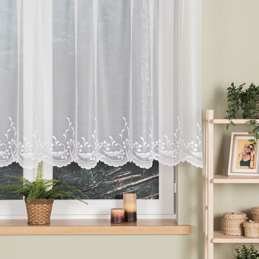 AGNIESZKA Firanka żakardowa gotowa, szerokość 300cm x wysokość 130cm, kolor 001 biały 358991