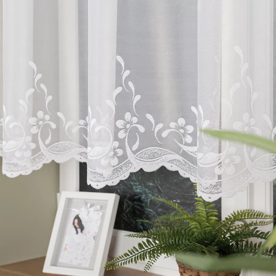 AGNIESZKA Firanka żakardowa gotowa, szerokość 300cm x wysokość 130cm, kolor 001 biały 358991