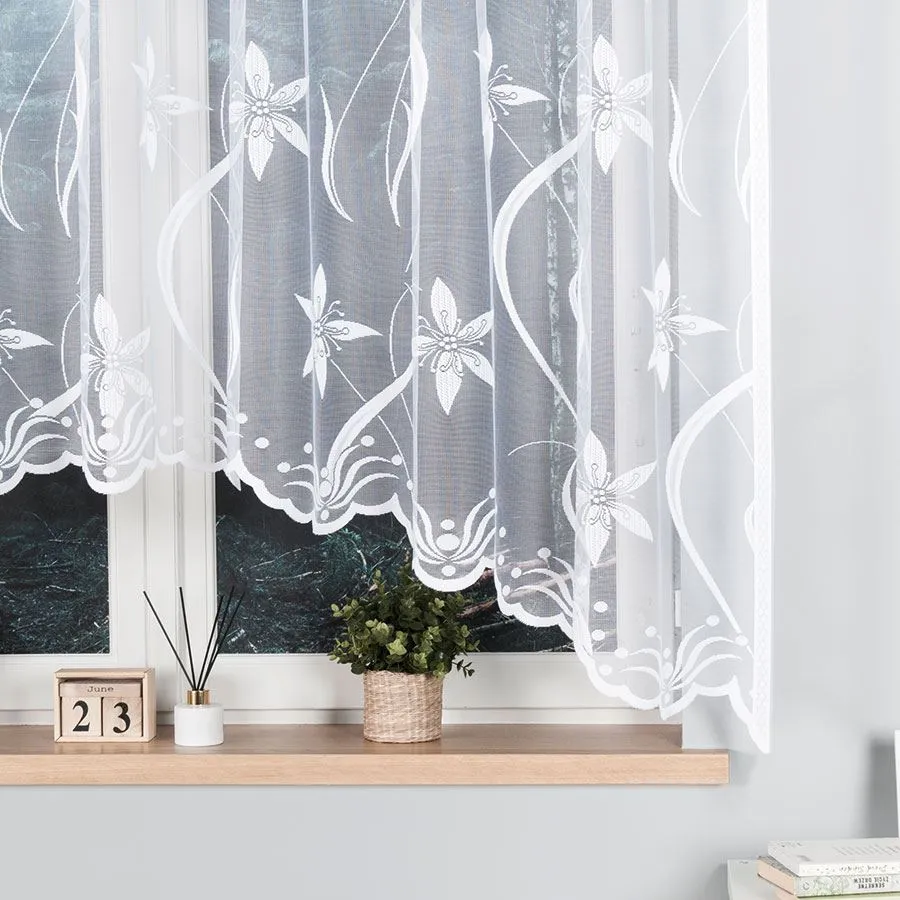 JOLA Firanka żakardowa gotowa, szerokość 330 x wysokość 160cm, kolor 001 biały 007079