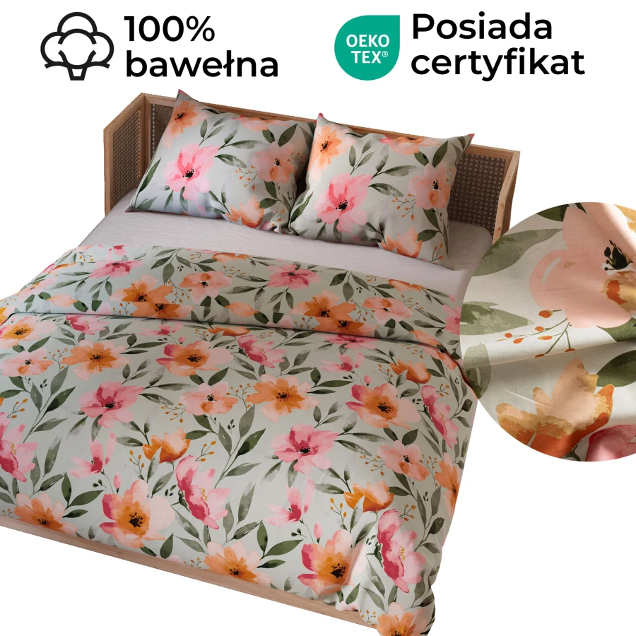 FLORALIS Komplet pościeli z bawełny satynowej 220x200cm 100103