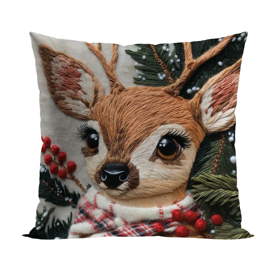 JELONEK Z EFEKTEM WYSZYWANIA Poszewka dekoracyjna VELVET, 40x40cm, kolor 004 beżowy PBN366