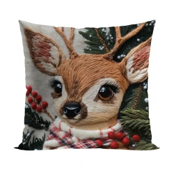 JELONEK Z EFEKTEM WYSZYWANIA Poszewka dekoracyjna VELVET, 40x40cm, kolor 004 beżowy PBN366