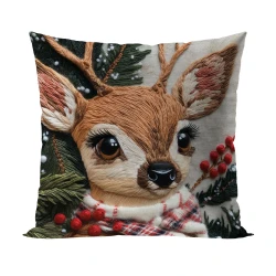 JELONEK Z EFEKTEM WYSZYWANIA Poszewka dekoracyjna VELVET, 40x40cm, kolor 004 beżowy PBN366