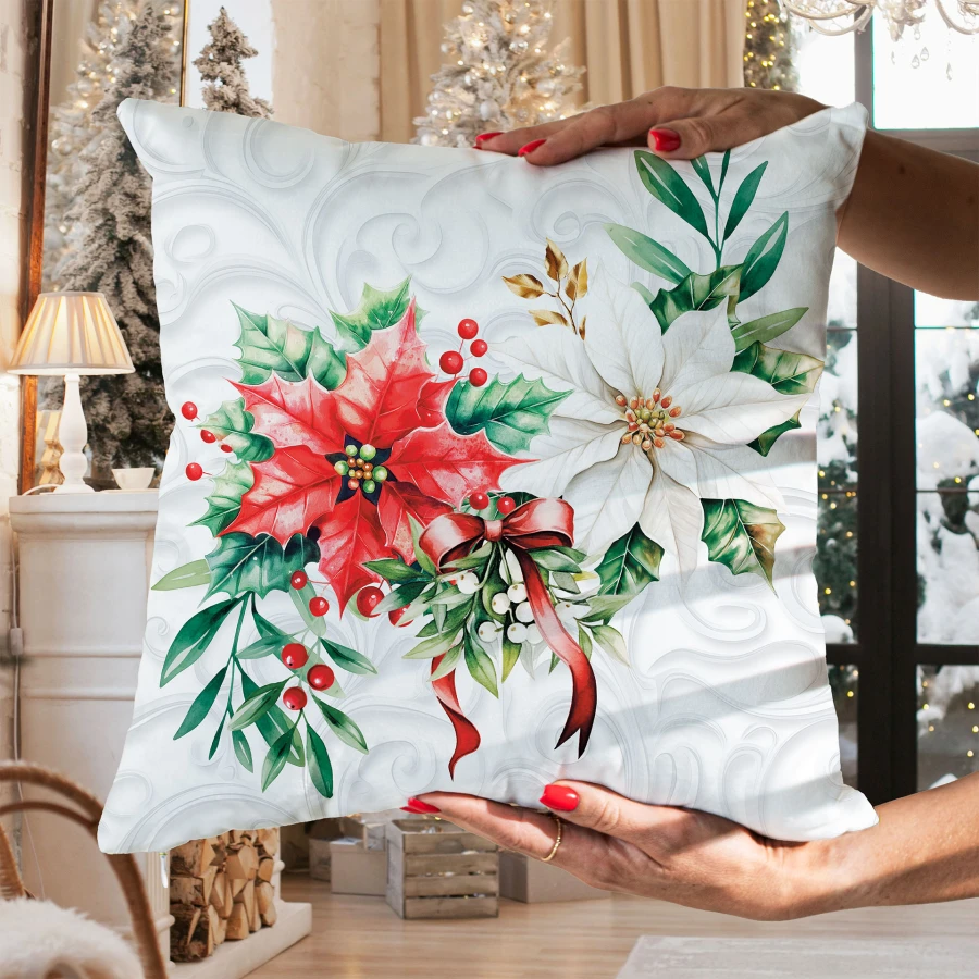 GWIAZDA BETLEJEMSKA Poszewka dekoracyjna VELVET, 40x40cm, kolor 001 biały PBN343