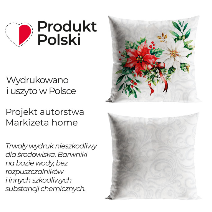 GWIAZDA BETLEJEMSKA Poszewka dekoracyjna VELVET, 40x40cm, kolor 001 biały PBN343