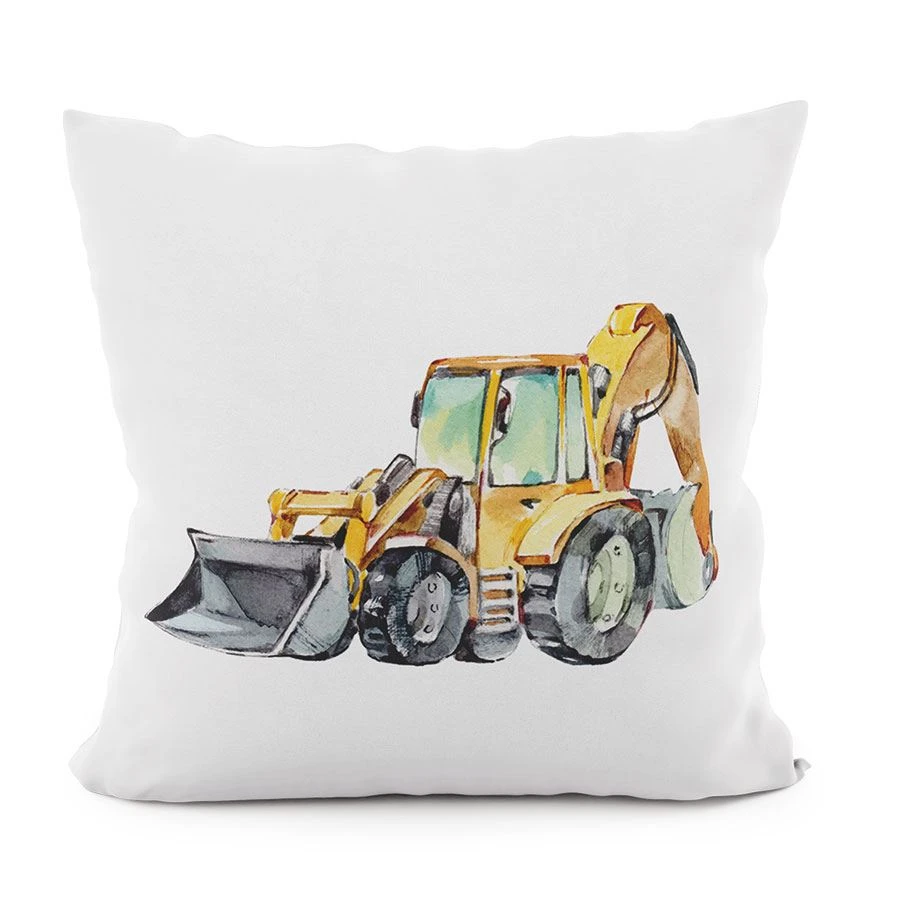 POJAZDY KOPARKA Poszewka dekoracyjna VELVET, 40x40cm, kolor 001 musztardowy P00087